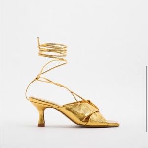 Zara gold strap heels